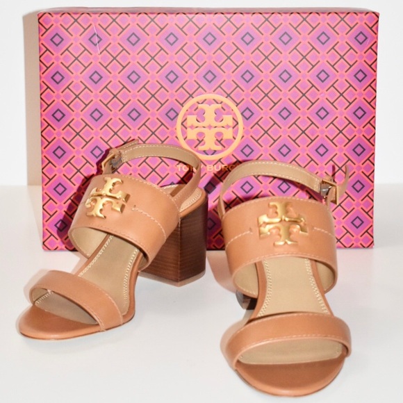 TORY BURCH EVERLY 65 MM SANDALS ROYAL TAN LEATHER - Picture 2 of 11